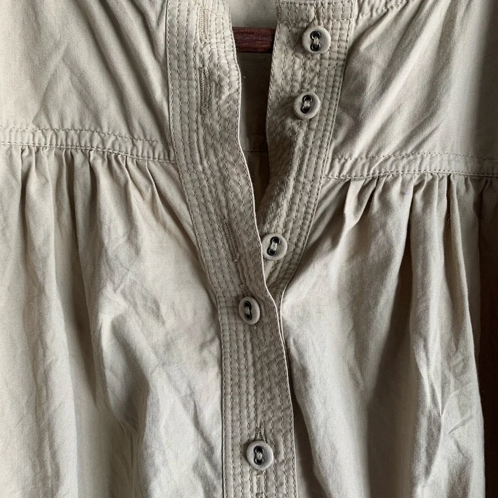 Ulla Johnson Tan Button-Up Minnie Peplum Blouse